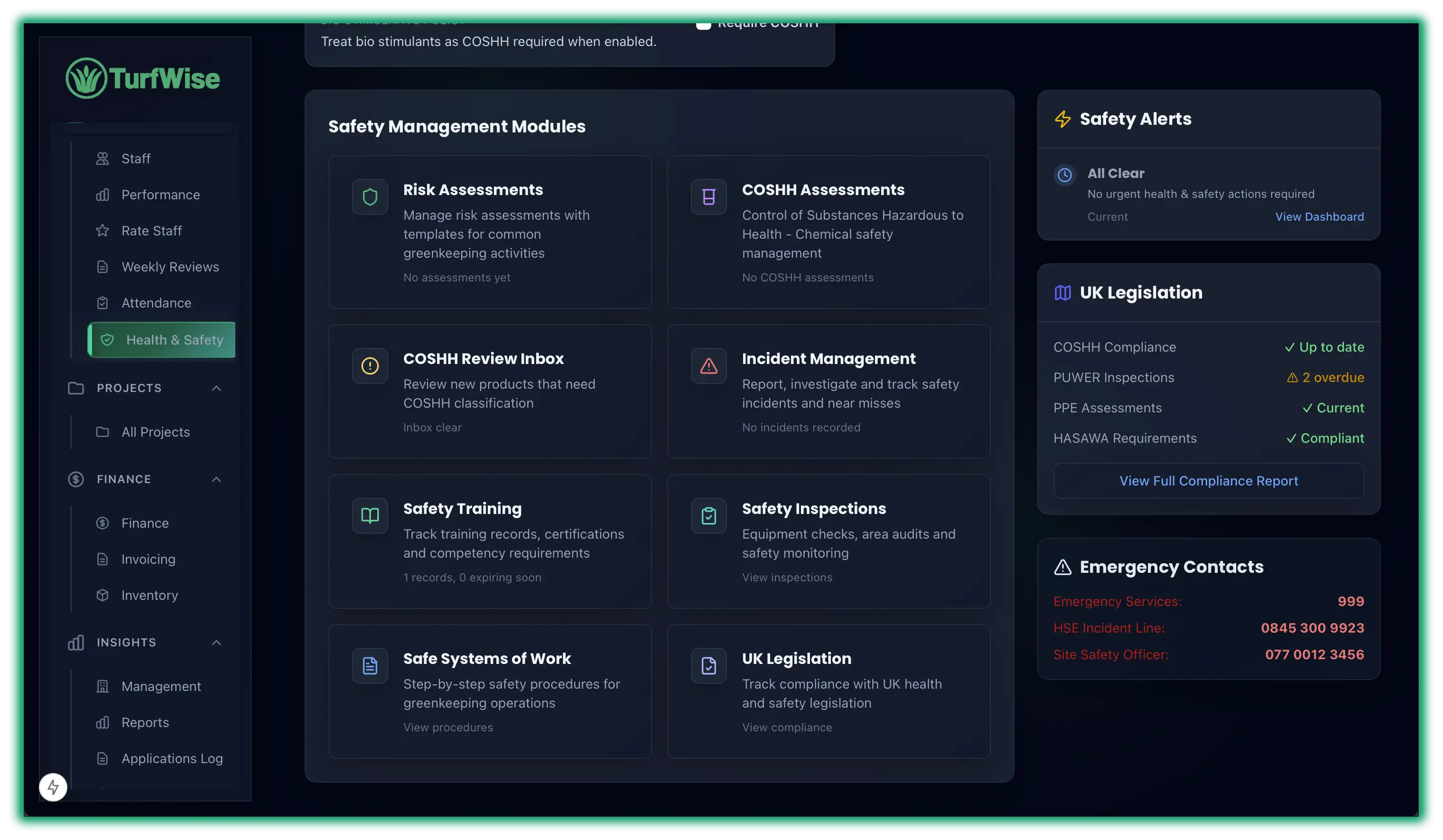 Compliance and Safety Dashboard
