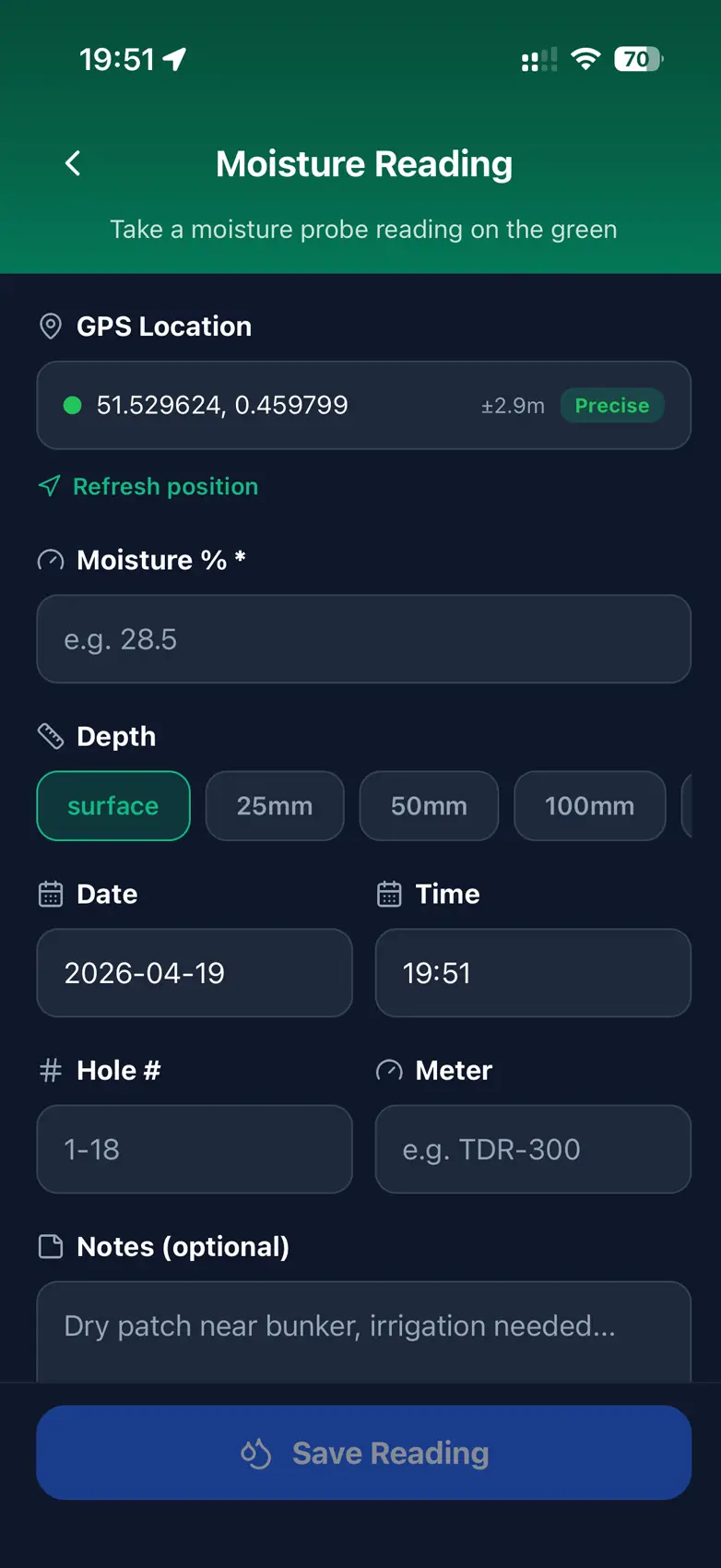 TurfWise mobile app — screen 5 of 9